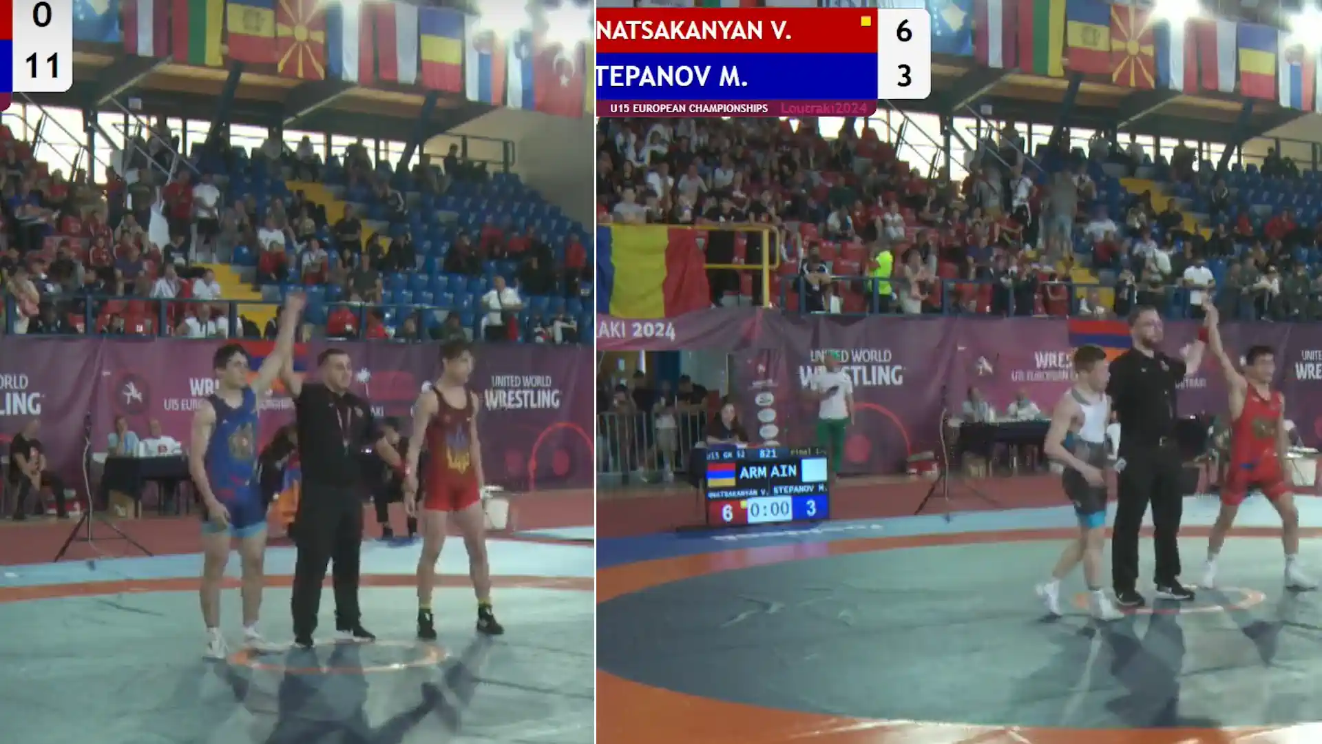 Vazgen Mnatsakanyan and Janes Nazaryan European U15 Greco-Roman Wrestling Champions (video)