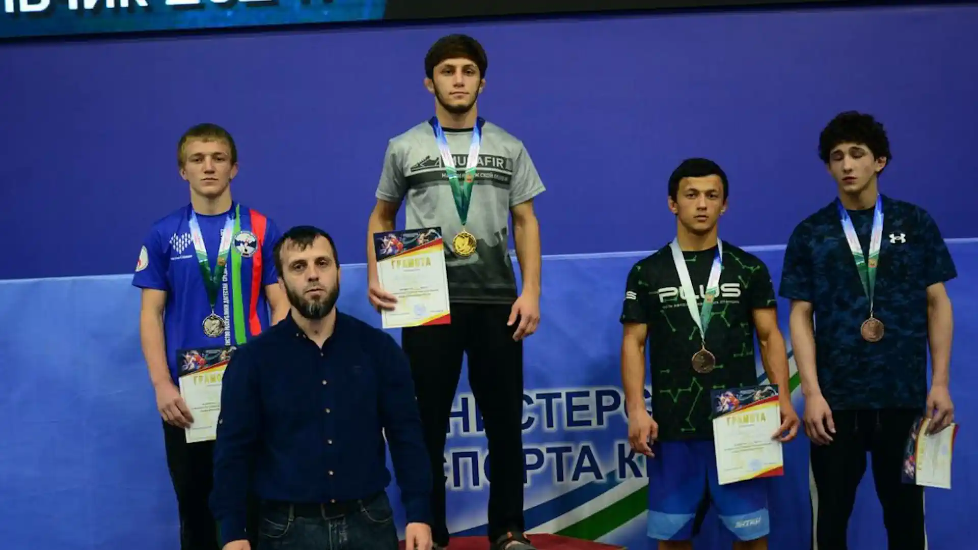 Medalists of the first day of the SCFD freestyle wrestling championship in Nalchik