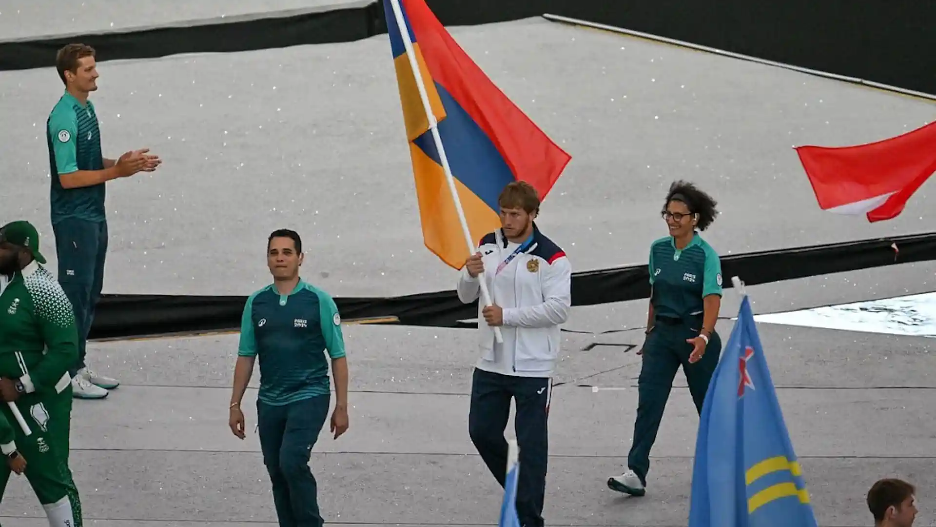 Artur Aleksanyan was Armenia's flag bearer at the 2024 Olympics